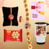 Personalised family Rakhi with a customesed Traveller mug and branded  sonpapadi