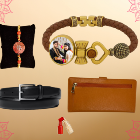 Personalised Rakhi with belt and clutch