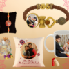 Personalised Family Rakhi with customised coffee mug and cushion
