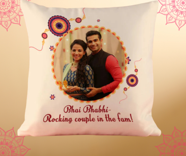 Personalised Family Rakhi with customised coffee mug and cushion - Image 5