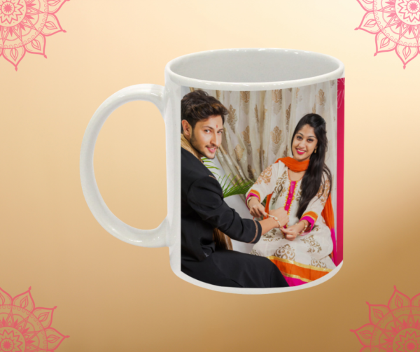 Personalised Family Rakhi with customised coffee mug and cushion - Image 6