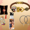 Personalised Family Rakhi with a sports bottle and imitation jewellary