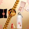 Personalised bhaiya Bhabhi Rakhi with customised sipper bottle and Jewelry Box