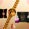 Personalised Bhaiya Bhabhi Rakhi with a branded Perfume set for Bhaiya and Bhabhi