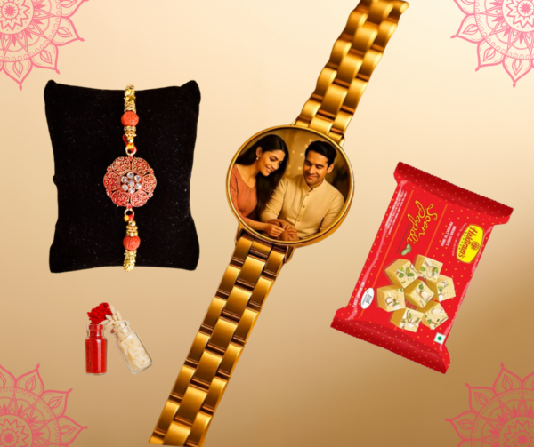 Paersonalised Bhaiya bhabhi rakhi with Branded sonpapadi