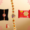 Personalised  Rudraksh Bhaiya bhabhi Rakhi with branded sone Papadi